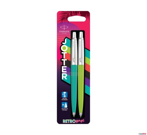 Długopis Jotter Originals 80"S Retro Wave : Apple Green + Caribbean (niebieski wkład) PARKER 2186315, blister 2 Parker