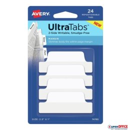 Ultra Tabs - samoprzylepne zakładki indeksujące, białe, 63,5x25, 24 szt., Avery Zweckform 74789 Avery Zweckform