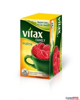 Herbata VITAX FAMILY MALINA (24 saszetek) bez zawieszki Vitax