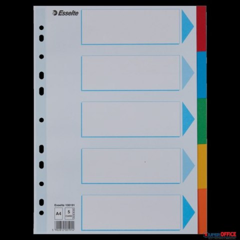 Przekładki karton A4 5 kart ESSELTE 100191 kolorowe z kartą opisową Esselte