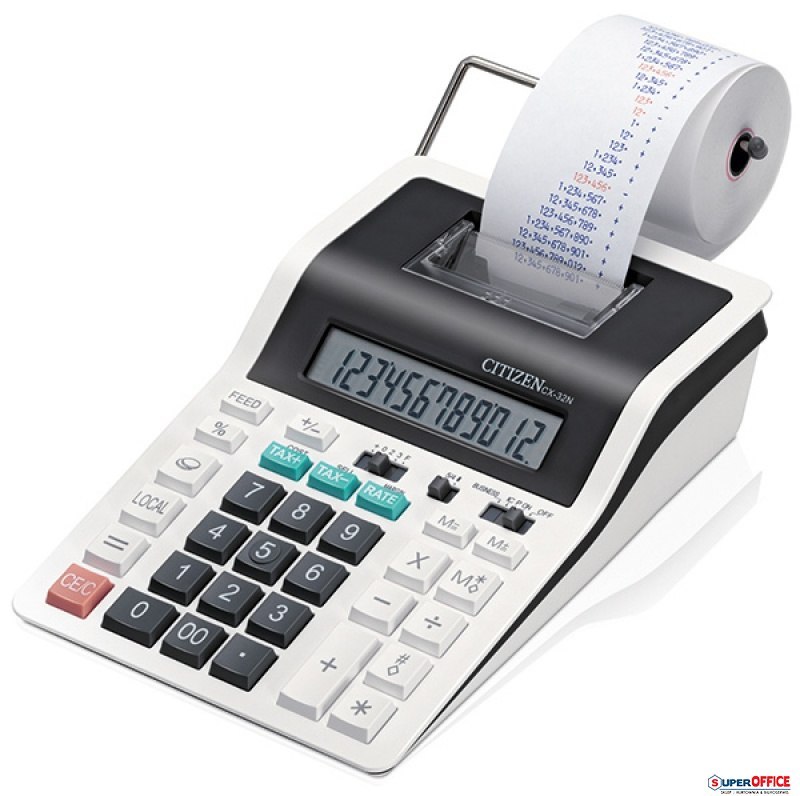 Kalkulator drukujący CITIZEN CX-32N, 12-cyfrowy, 226x147mm, czarno-biały