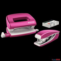 Zszywacz + dziurkacz metalowy Leitz Mini WOW, różowy, 10 lat gwarancji, 10 kartek 55612023 (X) Leitz