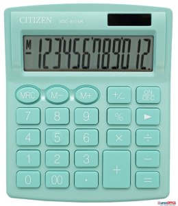 Kalkulator biurowy CITIZEN SDC-812NRGRE, 12-cyfrowy, 127x105mm, zielony CITIZEN
