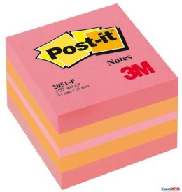 Mini Kostka samoprzylepna POST-IT_ (2051P), 51x51mm, 1x400 kart., różowa Post-It 3M