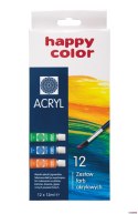 Farba akrylowa zestaw 12 kolorów x 12 ml, Happy Color HA 7370 0012-K12 Happy Color