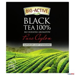 Herbata BIG-ACTIVE PURE CEYLON, 100 torebek x2g czarna z zawieszką Noname