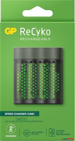 Ładowarka GP ReCyko do akumulatorów NiMH (4 x AA 2600mAh), USB GP Batteries M451 270AAHCE-EB4 GP Batteries
