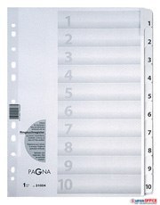 Przekładki kartonowe, 10-częściowe, 1 - 10, k olor biały P3100408 DURABLE (X) Durable