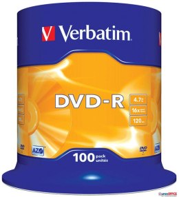 Płyta DVD-R VERBATIM CAKE(100) Matt Silver 4.7GB x16 43549 Verbatim