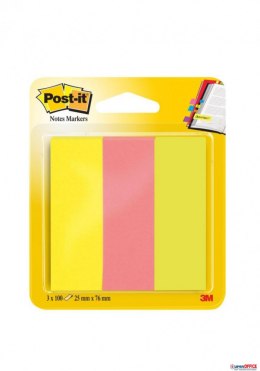 Zakładki indeksujące POST-IT (671/3), papier, 26x76mm, 3x100 kart., mix kolorów Post-It 3M