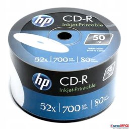 Płyta HP CD-R 700MB 52X (50szt) SZPINDEL, bulk WHITE INKJET PRINTABLE do nadruku CRE00070WIP