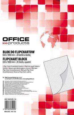 Blok do flipchartów , kratka, 65x100cm, 20 kart., biały, typu OFFICE PRODUCTS 20136529-14 Office Product