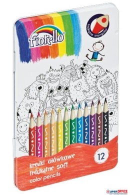 Kredki FIORELLO Super Soft , 12 kolorów, metalowe op. 170-2425 Fiorello