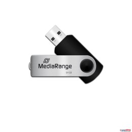 Pamięć Pendrive MediaRange 64GB USB 2.0, obracany, srebrno-czarny, MR912 Kingston