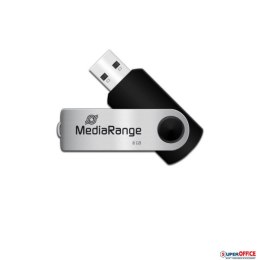 Pamięć Pendrive MediaRange 8GB USB 2.0, obracany, srebrno-czarny, MR908 Kingston