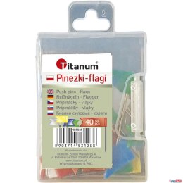 Pinezki Titanum plastikowe flagi kolor: mix 40 sztuk 485935 Titanum