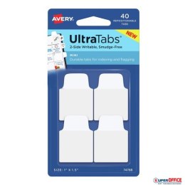 Ultra Tabs - samoprzylepne zakładki indeksujące, białe, 25,4x38, 40 szt., Avery Zweckform 74788 Avery Zweckform
