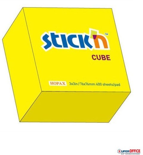Bloczek STICKN 76x76mm 400k żółty neonowy 21010 StickN