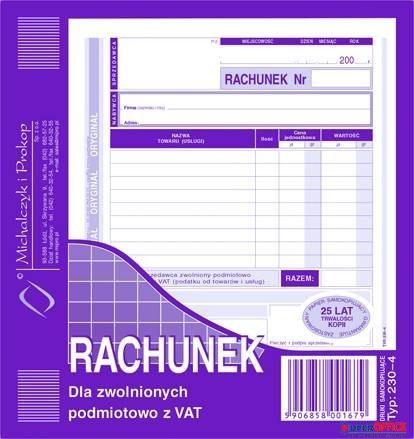 230-4 Rachunek MICHALCZYK&PROKOP 2/3 A5 80 kartek Michalczyk i Prokop