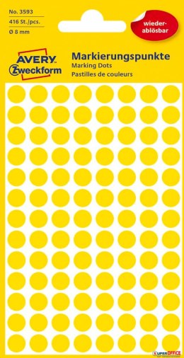 Kółka do zaznaczania 3593 Q8 mm 4 ark. żółte Usuwalne, Avery Zweckform Avery Zweckform
