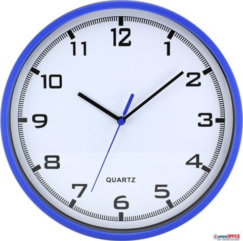 Zegar ścienny plastikowy 25,5 cm, niebieski z białą tarczą MPM E01.2478.30.A MPM Quality