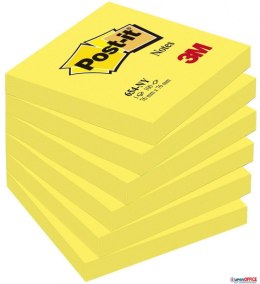 Bloczek samoprzylepny POST-IT_ (654NY), 76x76mm, 1x100 kart., jaskrawy żółty Post-It 3M