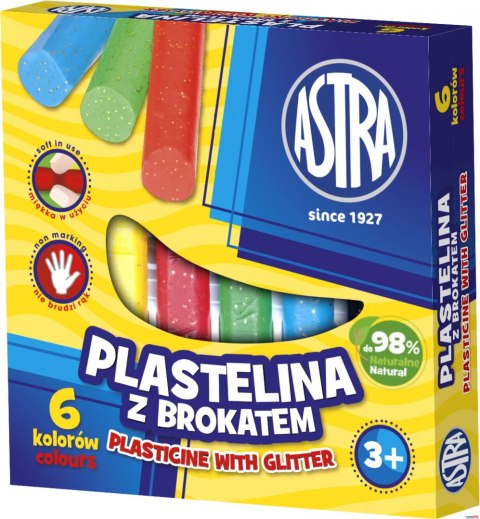 Plastelina Astra z brokatem 6 kolorów, 303109001 Astra