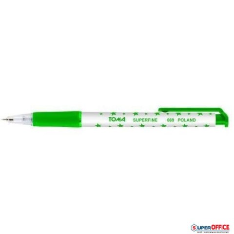Długopis AUTOMAT SUPERFINE z supercienką końcówką, 0,5mm zielony TO-069 Toma Toma