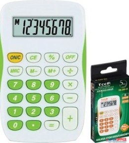 Kalkulator TOOR TR-295-N BIAŁO-ZIELONY, 8 pozycyjny, kieszonkowy 120-1770 Toor