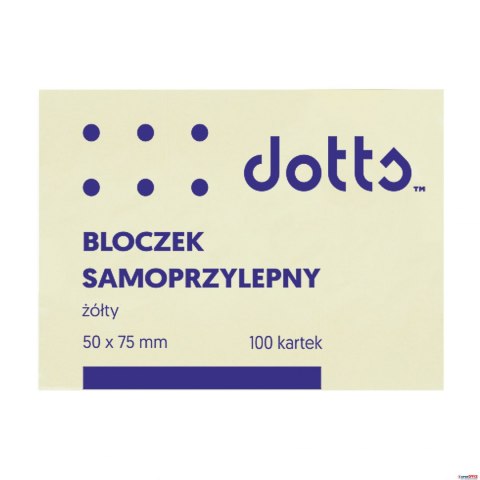 Bloczek samoprzylepny DOTTS 50x75 żółty 100 kartek (NS50/75/D) Dotts