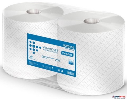 Czyściwo przemysłowe celuloza, 2 warstwy, białe, 250m - 1000 listków (2szt) VELVET PROFESSIONAL Comfort 5220110/5200050 Velvet