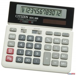 Kalkulator biurowy CITIZEN SDC-368, 12-cyfrowy, 152x152mm, czarno-biały CITIZEN