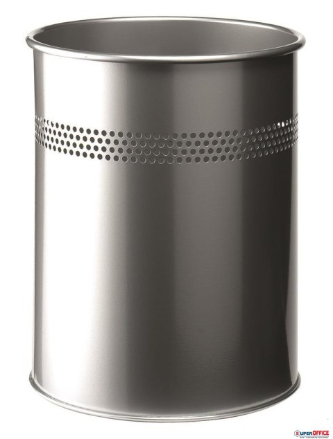 Kosz na śmieci DURABLE metalowy okrągły 15L srebrny 330023 (X) Durable