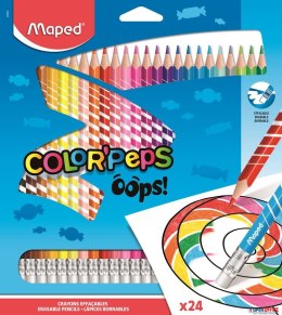 Kredki trójkątne ścieralne z gumką COLORPAPS OOPS 24 szt. 832824 Maped