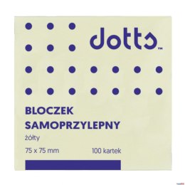 Bloczek samoprzylepny DOTTS 75x75 żółty 100 kartek (HNS75/75/D) Dotts