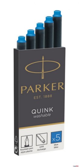 Naboje z Atramentem QUINK - STANDARD niebieski zmywalny - 5 szt. w pudełku 1950383 PARKER Parker