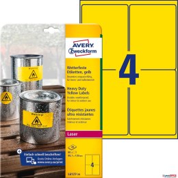 Etykiety Heavy Duty L6127-20 99,1 x 139 20 ark. żółte, poliestrowe, Avery Zweckform (X) Avery Zweckform