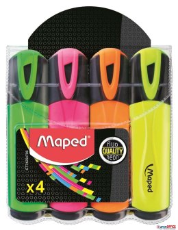 Zakreślacz FLUO PEPS mix kolorów 4szt etui z zawieszką MAPED 742547 Maped