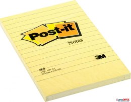 Bloczek samoprzylepny POST-IT w linię (660), 102x152mm, 1x100 kart., żółty Post-It 3M