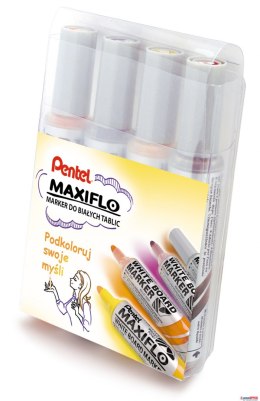 Markery suchościeralne MAXIFLO (4 sztuki) fiolet/brąz/żółty/pomarańcz MWL5M-4W-EFGV PENTEL komplet Pentel