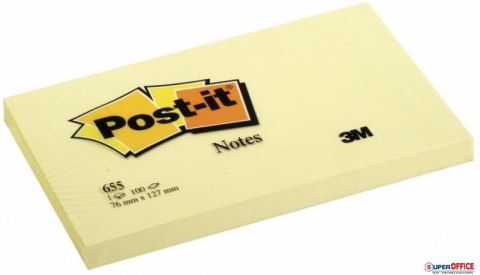 Bloczek samoprzylepny POST-IT_ (655), 127x76mm, 1x100 kart., żółty Post-It 3M