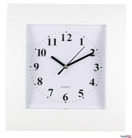 Zegar ścienny plastikowy 25,5x28,5cm, srebrny z białą tarczą, MPM E01.2499.70 MPM Quality