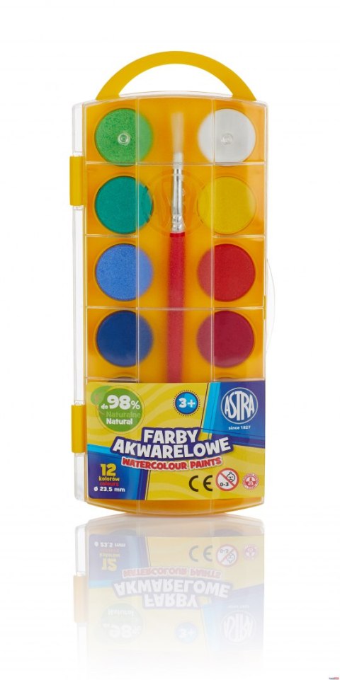 Farby akwarelowe Astra 12 kolorów - fi 23,5 mm z eurozawieszką, 83216905 Astra