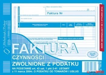 198-3E Faktura czynności zwolnione z podatku A5 (o+1k) MICHALCZYK&PROKOP Michalczyk i Prokop