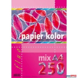 Papier kredowy A4 FLUO mix 5 kolorów (250 arkuszy)5kol KRESKA Kreska