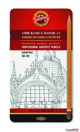 Ołówek Grafitowy 1502/III GRAPHIC 5B-5H komplet 12 szt. KOH I NOOR Koh-i-noor