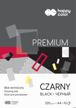 Blok techniczny PREMIUM czarny A4, 220g, 10 ark, Happy Color HA 3722 2030-9 Happy Color