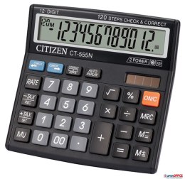 Kalkulator biurowy CITIZEN CT-555N, 12-cyfrowy, 130x129mm, czarny CITIZEN