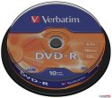 Płyta DVD-R VERBATIM CAKE(10) 4.7GB x16 Matt Silver 43523 Verbatim