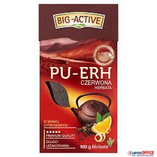 Herbata BIG-ACTIVE PU-ERH czerwona liściasta o smaku cytrynowym 100g Big-Active